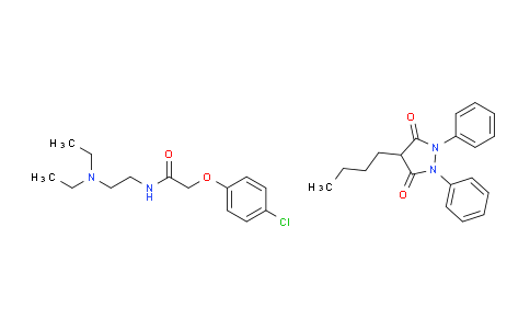 CAS No. 17449-96-6, 2-(4-Chlorophenoxy)-N-(2-(diethylamino)ethyl)acetamide compound with 4-butyl-1,2-diphenylpyrazolidine-3,5-dione (1:1)