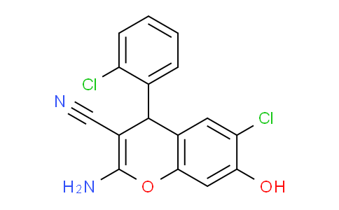 CAS No. 331977-81-2, 2-Amino-6-chloro-4-(2-chlorophenyl)-7-hydroxy-4H-chromene-3-carbonitrile