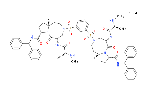 CAS No. 1570231-89-8, (5S,5'S,8S,8'S,10aR,10a'R)-3,3'-(1,3- phenylenedisulfonyl)bis(N-benzhydryl-5-((S)-2- (methylamino)propanamido)-6-oxodecahydropyrrolo[1,2- a][1,5]diazocine-8-carboxamide)