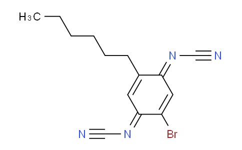 CAS No. 121720-53-4, N,N'-(2-Bromo-5-hexylcyclohexa-2,5-diene-1,4-diylidene)dicyanamide