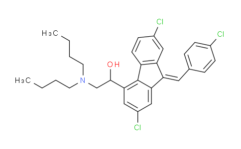 CAS No. 204133-10-8, 2-(Dibutylamino)-1-(2,7-dichloro-9-(4-chlorobenzylidene)-9H-fluoren-4-yl)ethanol