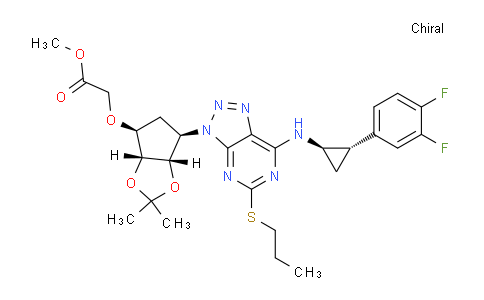 CAS No. 274693-25-3, methyl 2-(((3aR,4S,6R,6aS)-6-(7-(((1R,2S)-2-(3,4-difluorophenyl)cyclopropyl)amino)-5-(propylthio)-3H-[1,2,3]triazolo[4,5-d]pyrimidin-3-yl)-2,2-dimethyltetrahydro-4H-cyclopenta[d][1,3]dioxol-4-yl)oxy)acetate