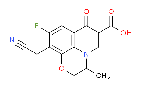 CAS No. 643743-39-9, 10-(Cyanomethyl)-9-fluoro-3-methyl-7-oxo-3,7-dihydro-2H-[1,4]oxazino[2,3,4-ij]quinoline-6-carboxylic acid