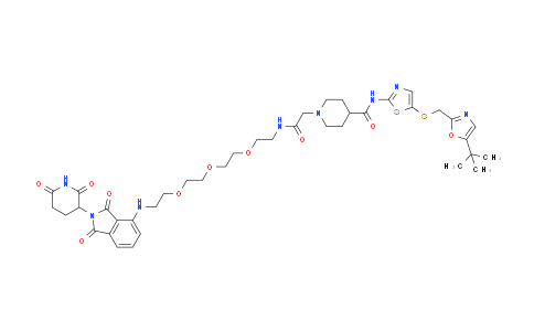 CAS No. 2139287-33-3, N-(5-(((5-(tert-Butyl)oxazol-2-yl)methyl)thio)thiazol-2-yl)- 1-(14-((2-(2,6-dioxopiperidin-3-yl)-1,3-dioxoisoindolin-4- yl)amino)-2-oxo-6,9,12-trioxa-3-azatetradecyl)piperidine- 4-carboxamide