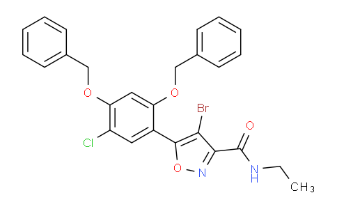 CAS No. 747413-06-5, 5-(2,4-bis(benzyloxy)-5-chlorophenyl)-4-bromo-N-ethylisoxazole-3-carboxamide