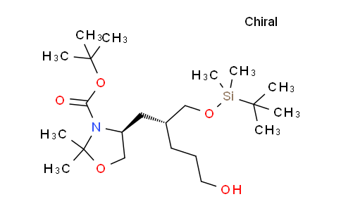 CAS No. 942144-35-6, tert-butyl (S)-4-((R)-2-(((tert-butyldimethylsilyl)oxy)methyl)-5-hydroxypentyl)-2,2-dimethyloxazolidine-3-carboxylate