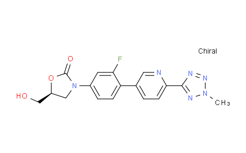 CAS No. 1431699-67-0, (S)-3-(3-fluoro-4-(6-(2-methyl-2H-tetrazol-5-yl)pyridin-3-yl)phenyl)-5-(hydroxymethyl)oxazolidin-2-one