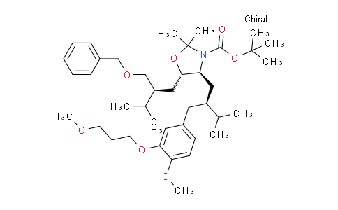 CAS No. 172900-91-3, tert-butyl (4S,5S)-5-((S)-2-((benzyloxy)methyl)-3-methylbutyl)-4-((S)-2-(4-methoxy-3-(3-methoxypropoxy)benzyl)-3-methylbutyl)-2,2-dimethyloxazolidine-3-carboxylate