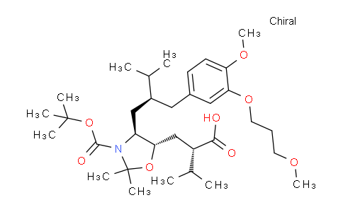 CAS No. 172900-88-8, (S)-2-(((4S,5S)-3-(tert-butoxycarbonyl)-4-((S)-2-(4-methoxy-3-(3-methoxypropoxy)benzyl)-3-methylbutyl)-2,2-dimethyloxazolidin-5-yl)methyl)-3-methylbutanoic acid