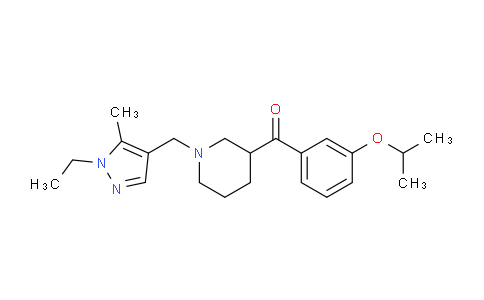 MC774447 | 958847-75-1 | (1-((1-ethyl-5-methyl-1H-pyrazol-4-yl)methyl)piperidin-3-yl)(3-isopropoxyphenyl)methanone