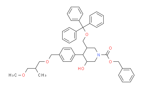CAS No. 1018478-41-5, benzyl 3-hydroxy-4-(4-((3-methoxy-2-methylpropoxy)methyl)phenyl)-5-((trityloxy)methyl)piperidine-1-carboxylate