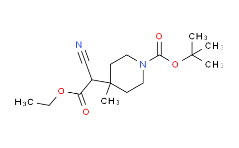 CAS No. 872850-29-8, tert-butyl 4-(1-cyano-2-ethoxy-2-oxoethyl)-4-methylpiperidine-1-carboxylate