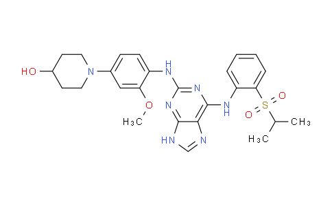 CAS No. 1609584-72-6, 1-(4-((6-((2-(isopropylsulfonyl) phenyl)amino)-9H-purin-2-yl) amino)-3- methoxyphenyl) piperidin-4-ol