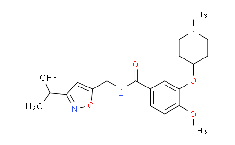 CAS No. 1649450-12-3, N-((3-Isopropylisoxazol-5-yl)methyl)-4-methoxy-3-((1-methylpiperidin-4-yl)oxy)benzamide