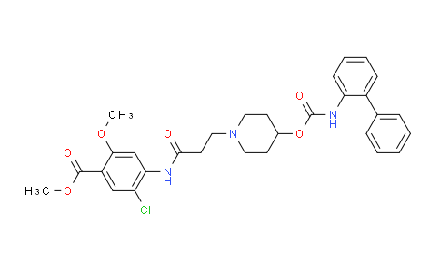 CAS No. 876126-21-5, methyl 4-(3-(4-(([1,1'-biphenyl]-2-ylcarbamoyl)oxy)piperidin-1-yl)propanamido)-5-chloro-2-methoxybenzoate