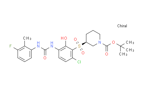 CAS No. 954127-43-6, 1-Piperidinecarboxylic acid, 3-[[6-chloro-3-[[[(3-fluoro-2-methylphenyl)amino]carbonyl]amino]-2-hydroxyphenyl]sulfonyl]-, 1,1-dimethylethyl ester, (3S)-