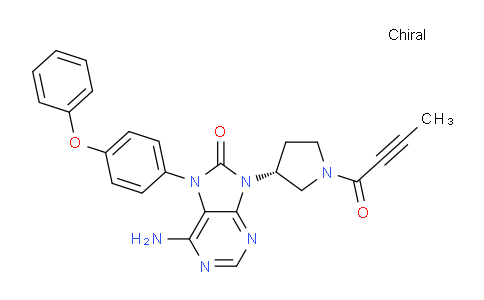 CAS No. 1351636-18-4, (R)-6-amino-9-(1-(but-2-ynoyl)pyrrolidin-3-yl)-7-(4-phenoxyphenyl)-7H-purin-8(9H)-one