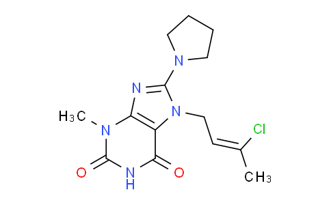 CAS No. 478252-99-2, 7-(3-Chlorobut-2-en-1-yl)-3-methyl-8-(pyrrolidin-1-yl)-1H-purine-2,6(3H,7H)-dione