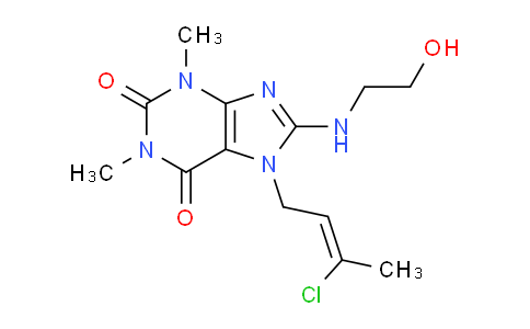 CAS No. 478253-07-5, 7-(3-Chlorobut-2-en-1-yl)-8-((2-hydroxyethyl)amino)-1,3-dimethyl-1H-purine-2,6(3H,7H)-dione