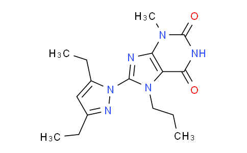 CAS No. 1014031-89-0, 8-(3,5-Diethyl-1H-pyrazol-1-yl)-3-methyl-7-propyl-1H-purine-2,6(3H,7H)-dione