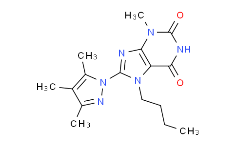 CAS No. 1014010-73-1, 7-Butyl-3-methyl-8-(3,4,5-trimethyl-1H-pyrazol-1-yl)-1H-purine-2,6(3H,7H)-dione