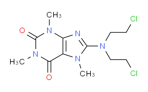 CAS No. 6326-68-7, 8-(Bis(2-chloroethyl)amino)-1,3,7-trimethyl-1H-purine-2,6(3H,7H)-dione