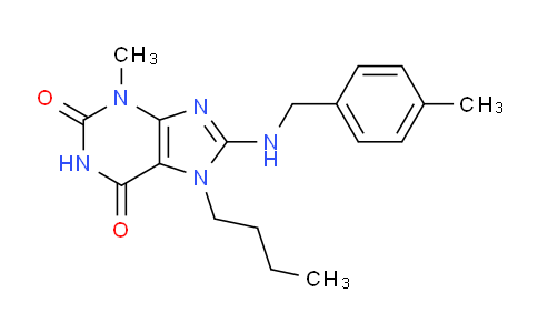 CAS No. 476480-89-4, 7-Butyl-3-methyl-8-((4-methylbenzyl)amino)-1H-purine-2,6(3H,7H)-dione