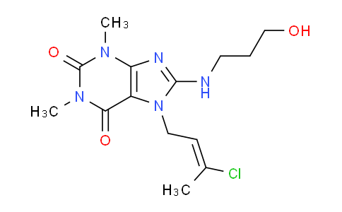 CAS No. 478253-08-6, 7-(3-Chlorobut-2-en-1-yl)-8-((3-hydroxypropyl)amino)-1,3-dimethyl-1H-purine-2,6(3H,7H)-dione