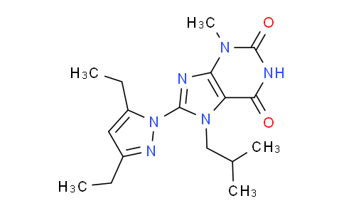 CAS No. 1014032-27-9, 8-(3,5-Diethyl-1H-pyrazol-1-yl)-7-isobutyl-3-methyl-1H-purine-2,6(3H,7H)-dione
