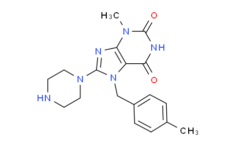 CAS No. 332905-08-5, 3-Methyl-7-(4-methylbenzyl)-8-(piperazin-1-yl)-1H-purine-2,6(3H,7H)-dione
