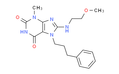 CAS No. 476481-90-0, 8-((2-Methoxyethyl)amino)-3-methyl-7-(3-phenylpropyl)-1H-purine-2,6(3H,7H)-dione