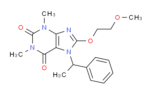 CAS No. 476480-67-8, 8-(2-Methoxyethoxy)-1,3-dimethyl-7-(1-phenylethyl)-1H-purine-2,6(3H,7H)-dione