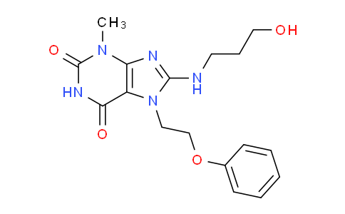 CAS No. 476481-41-1, 8-((3-Hydroxypropyl)amino)-3-methyl-7-(2-phenoxyethyl)-1H-purine-2,6(3H,7H)-dione