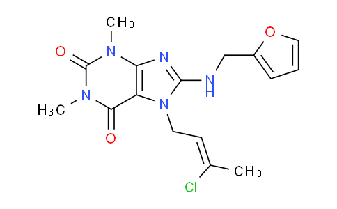 CAS No. 478252-95-8, 7-(3-Chlorobut-2-en-1-yl)-8-((furan-2-ylmethyl)amino)-1,3-dimethyl-1H-purine-2,6(3H,7H)-dione