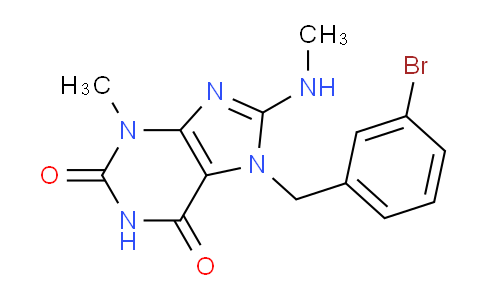 CAS No. 476480-92-9, 7-(3-Bromobenzyl)-3-methyl-8-(methylamino)-1H-purine-2,6(3H,7H)-dione