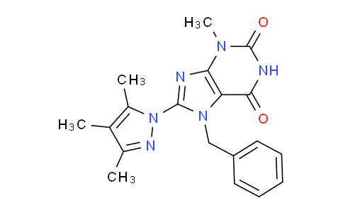 CAS No. 1014011-73-4, 7-Benzyl-3-methyl-8-(3,4,5-trimethyl-1H-pyrazol-1-yl)-1H-purine-2,6(3H,7H)-dione
