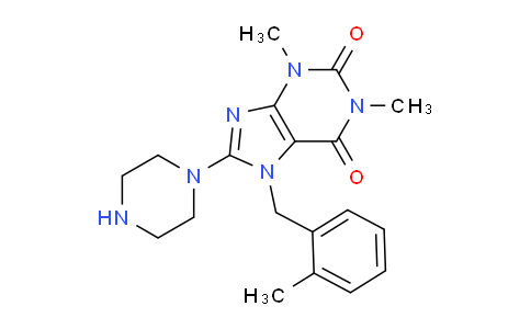 CAS No. 1279214-63-9, 1,3-Dimethyl-7-(2-methylbenzyl)-8-(piperazin-1-yl)-1H-purine-2,6(3H,7H)-dione