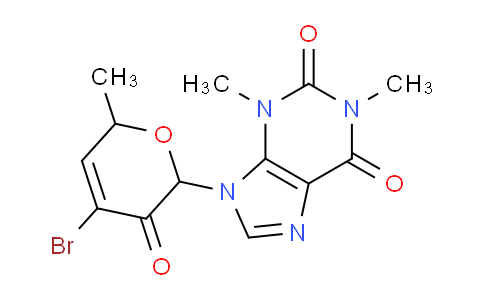 CAS No. 88375-92-2, 9-(4-Bromo-6-methyl-3-oxo-3,6-dihydro-2H-pyran-2-yl)-1,3-dimethyl-1H-purine-2,6(3H,9H)-dione