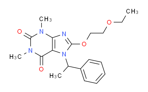 CAS No. 476480-68-9, 8-(2-Ethoxyethoxy)-1,3-dimethyl-7-(1-phenylethyl)-1H-purine-2,6(3H,7H)-dione