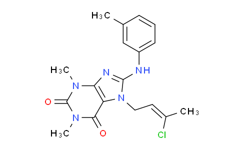 CAS No. 478253-17-7, 7-(3-Chlorobut-2-en-1-yl)-1,3-dimethyl-8-(m-tolylamino)-1H-purine-2,6(3H,7H)-dione