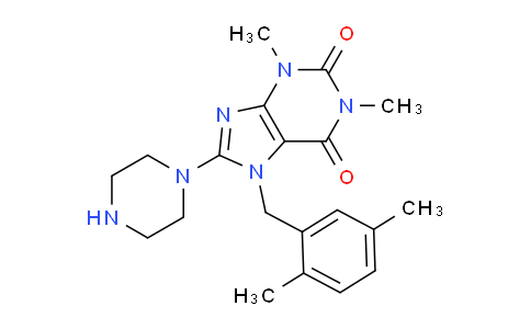 CAS No. 1279210-97-7, 7-(2,5-Dimethylbenzyl)-1,3-dimethyl-8-(piperazin-1-yl)-1H-purine-2,6(3H,7H)-dione