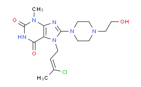 CAS No. 478252-97-0, 7-(3-Chlorobut-2-en-1-yl)-8-(4-(2-hydroxyethyl)piperazin-1-yl)-3-methyl-1H-purine-2,6(3H,7H)-dione
