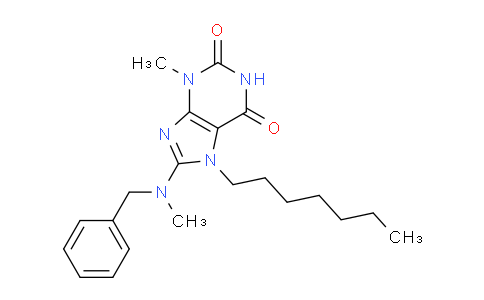 CAS No. 477333-81-6, 8-(Benzyl(methyl)amino)-7-heptyl-3-methyl-1H-purine-2,6(3H,7H)-dione