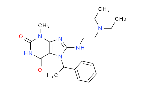 CAS No. 476480-22-5, 8-((2-(Diethylamino)ethyl)amino)-3-methyl-7-(1-phenylethyl)-1H-purine-2,6(3H,7H)-dione