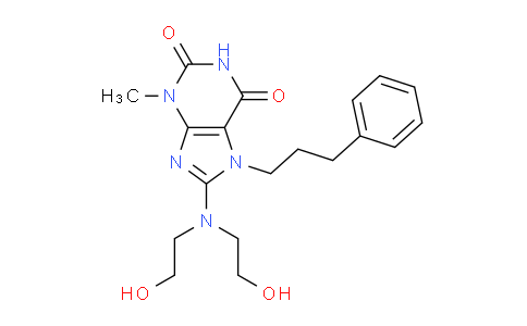 CAS No. 377055-36-2, 8-(Bis(2-hydroxyethyl)amino)-3-methyl-7-(3-phenylpropyl)-1H-purine-2,6(3H,7H)-dione