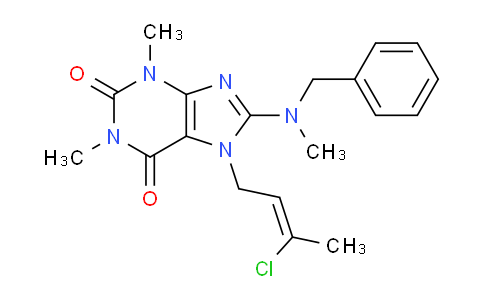 CAS No. 478253-10-0, 8-(Benzyl(methyl)amino)-7-(3-chlorobut-2-en-1-yl)-1,3-dimethyl-1H-purine-2,6(3H,7H)-dione