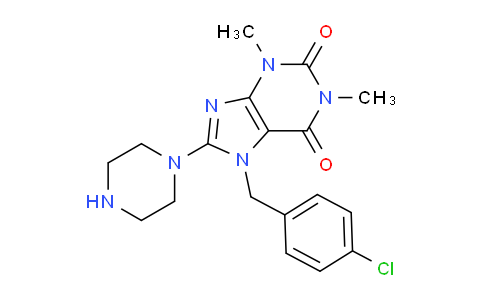 CAS No. 476479-86-4, 7-(4-Chlorobenzyl)-1,3-dimethyl-8-(piperazin-1-yl)-1H-purine-2,6(3H,7H)-dione