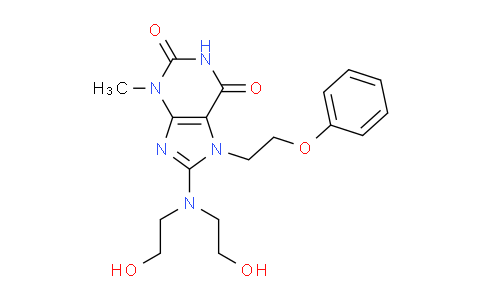 CAS No. 476481-49-9, 8-(Bis(2-hydroxyethyl)amino)-3-methyl-7-(2-phenoxyethyl)-1H-purine-2,6(3H,7H)-dione