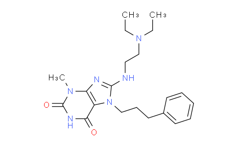 CAS No. 476481-94-4, 8-((2-(Diethylamino)ethyl)amino)-3-methyl-7-(3-phenylpropyl)-1H-purine-2,6(3H,7H)-dione