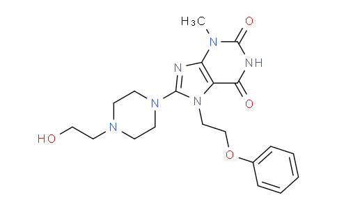 CAS No. 476481-47-7, 8-(4-(2-Hydroxyethyl)piperazin-1-yl)-3-methyl-7-(2-phenoxyethyl)-1H-purine-2,6(3H,7H)-dione